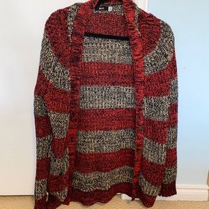 Red & Grey Knit Cardigan - size L